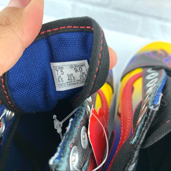 NEW! Vans Old Skool Racer Blk/Red Blue Flame Leather Shoes - Picture 11 of 16